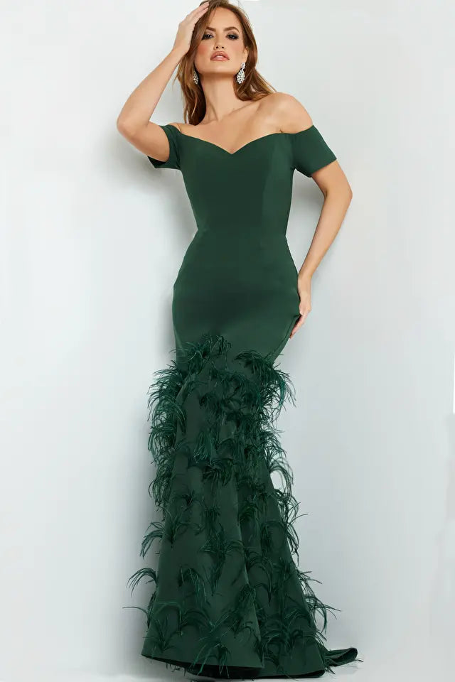 Jovani -08384 Short Sleeve Trumpet Evening Gown