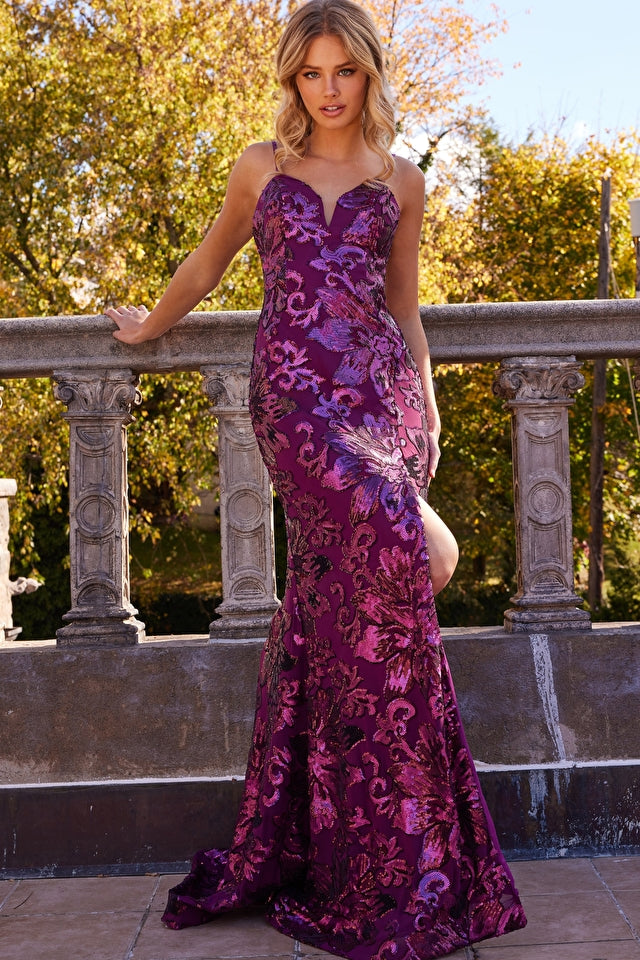 Spaghetti Strap Sequin Embellished Gown By Jovani -08459