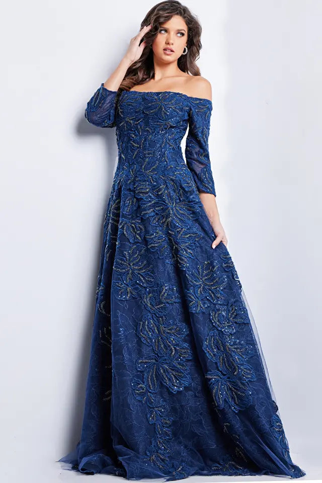 Jovani -08507 Embroidered A-line Prom Gown