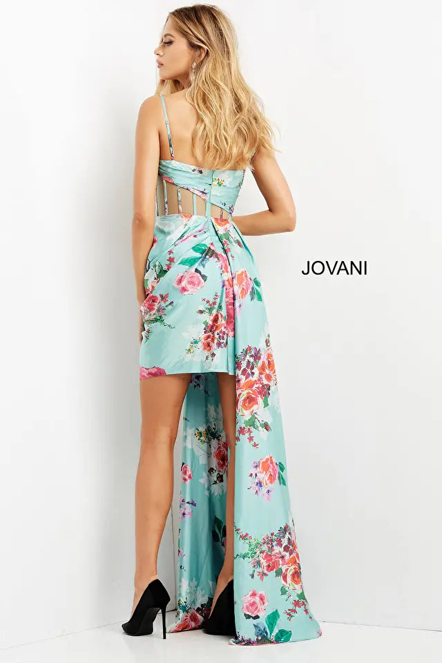 Jovani -08523 Spaghetti Strap Contemporary Short Dress