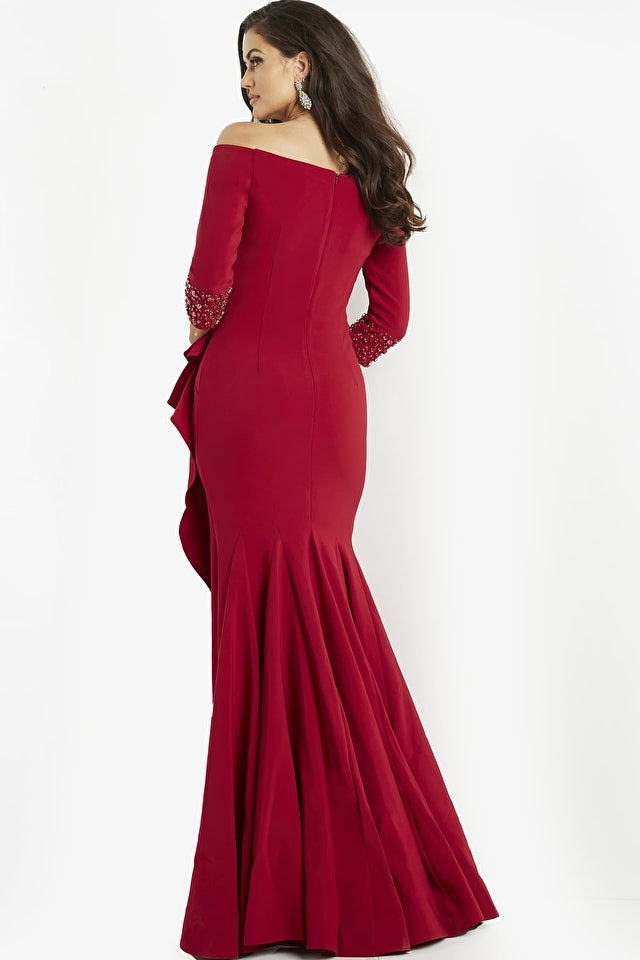 Quarter Sleeve Off-Shoulder Evening Dress By Jovani -08699B