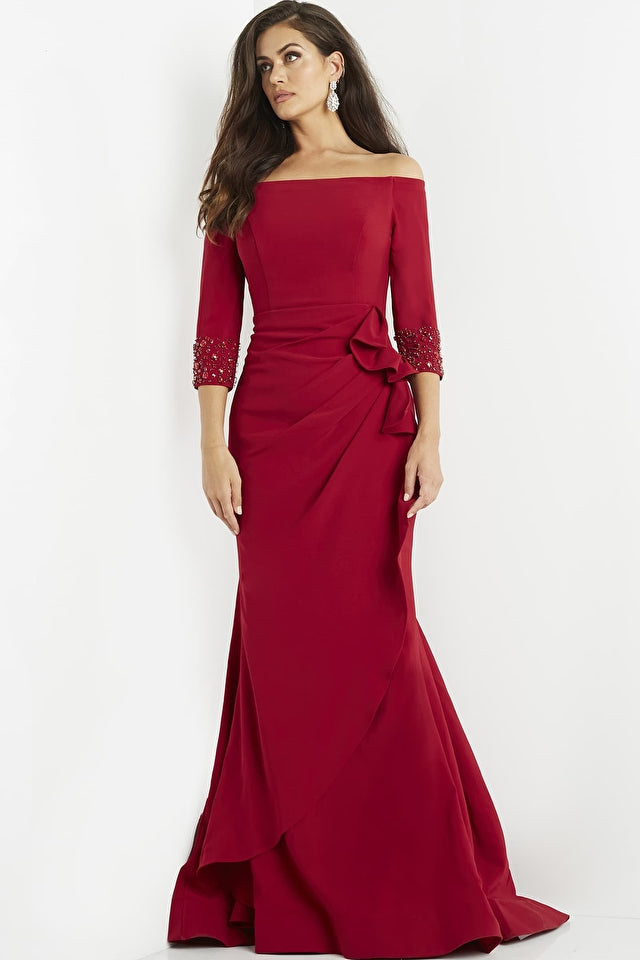 Quarter Sleeve Off-Shoulder Evening Dress By Jovani -08699B