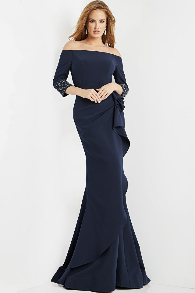 Quarter Sleeve Off-Shoulder Evening Dress By Jovani -08699B