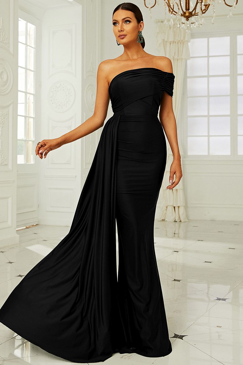 Azina -XH2158 Fitted Ruched Satin Strapless Gown