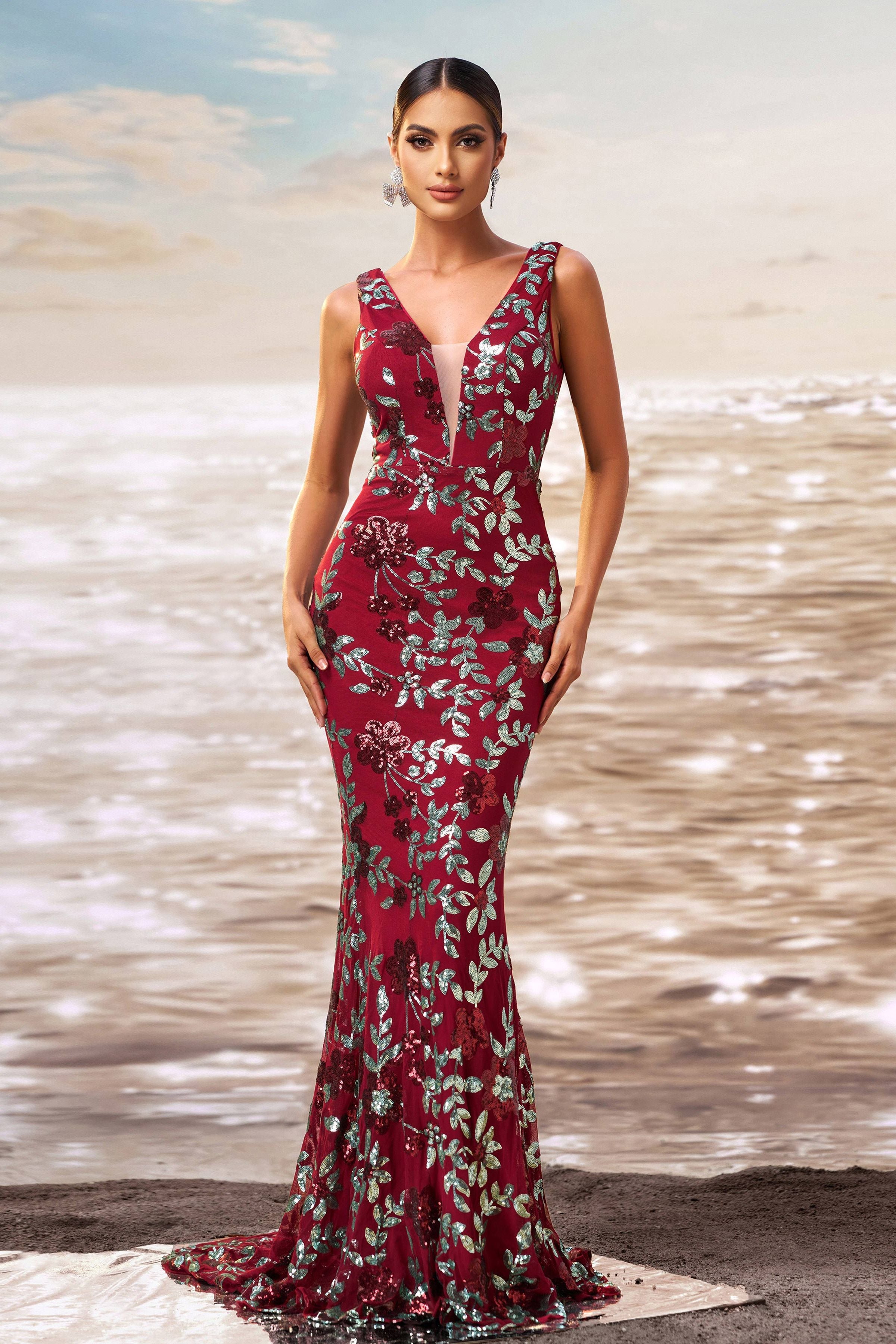 Azina -RJ10790 Floral Mermaid Long Prom Dress