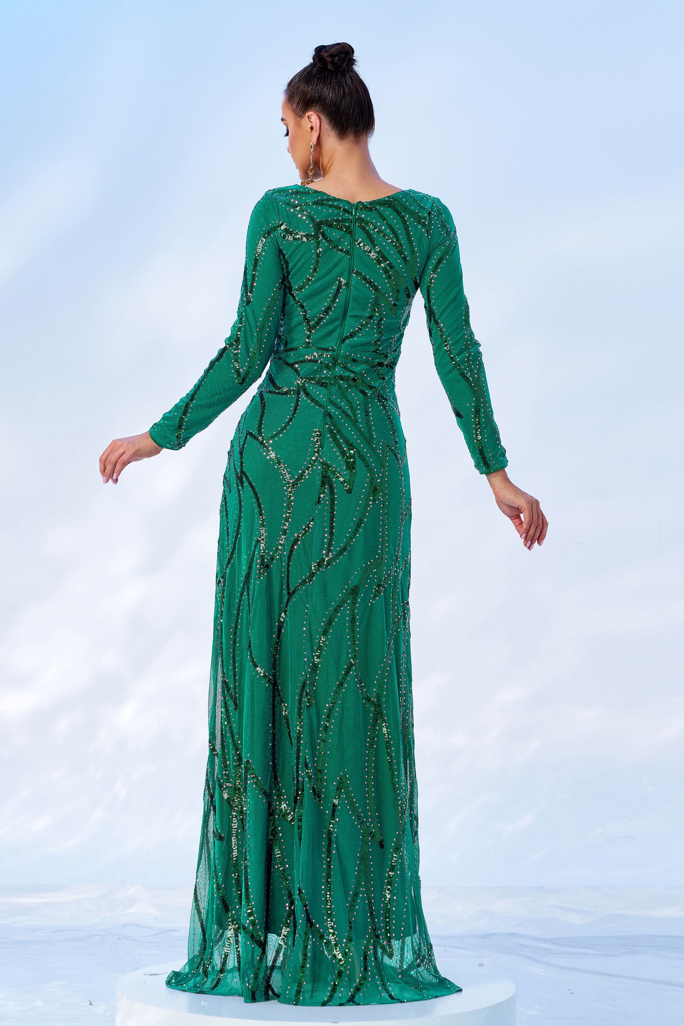 Azina -XJ1962 A-Line Long Sleeve Sequin Dress