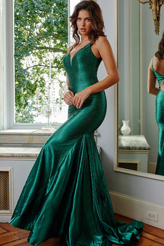 Fully Embellished Open Back Prom Dress By Jovani -08157B