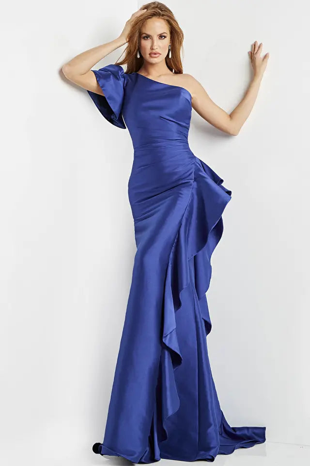 Jovani -09201B Asymmetrical One Sleeve Evening Dress