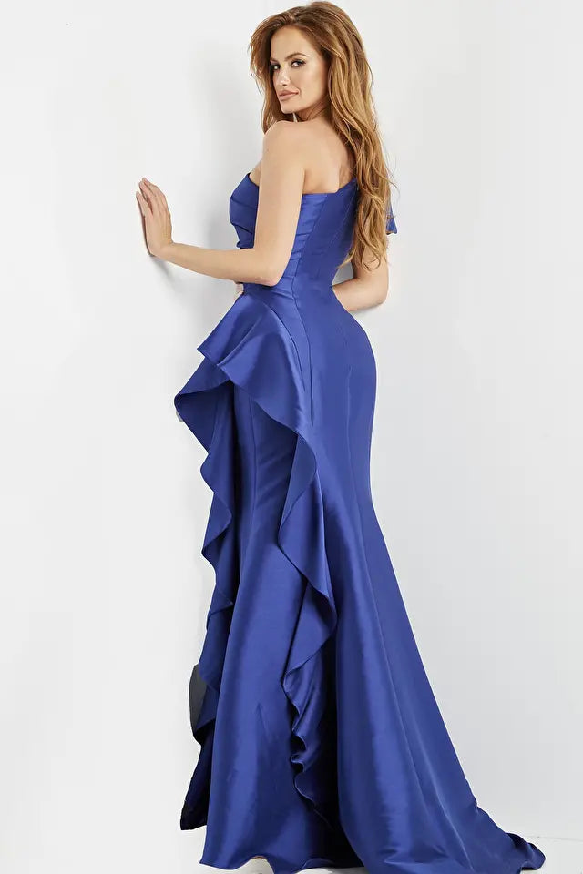 Jovani -09201B Asymmetrical One Sleeve Evening Dress