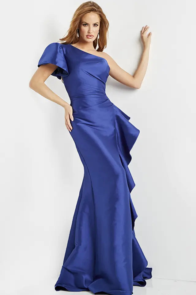 Jovani -09201B Asymmetrical One Sleeve Evening Dress