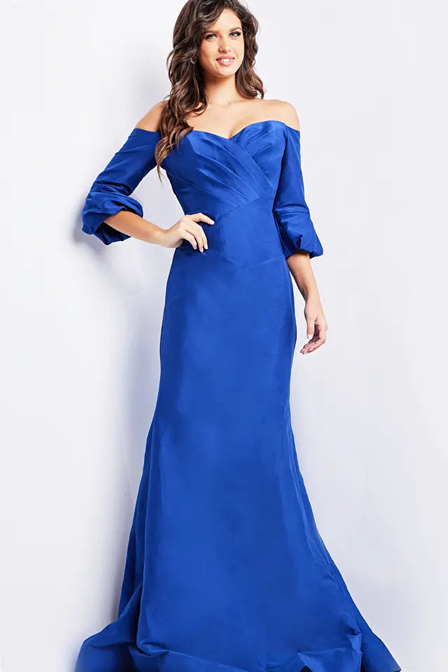 Jovani -09420 Off Shoulder Mermaid Evening Dress