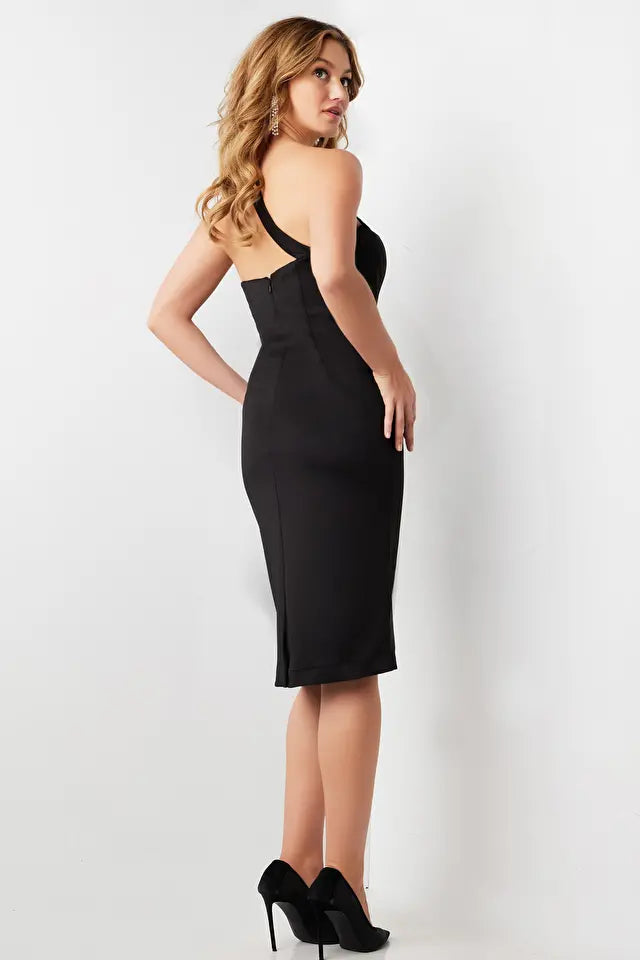 Jovani -09440 One Shoulder Fitted Short Evening Dress