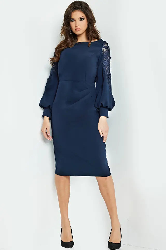 Jovani -09471 Lace Sleeve Formal Dress