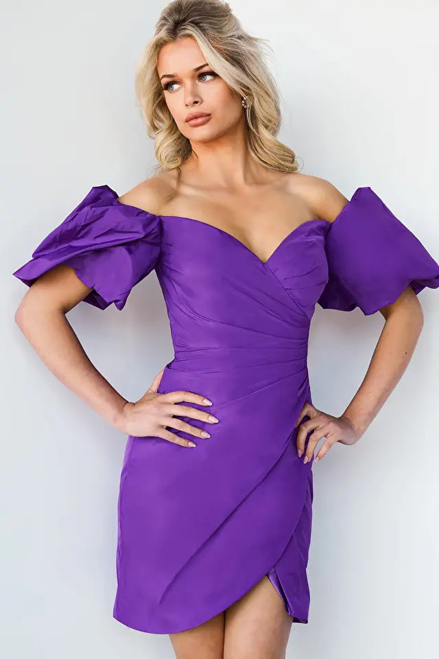 Jovani -09476 Off Shoulder Cocktail Prom Dress