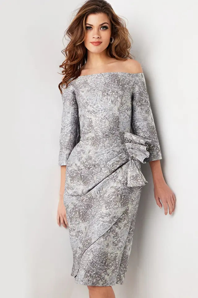 Jovani -09551 Quarter Sleeve Knee Length Cocktail Dress