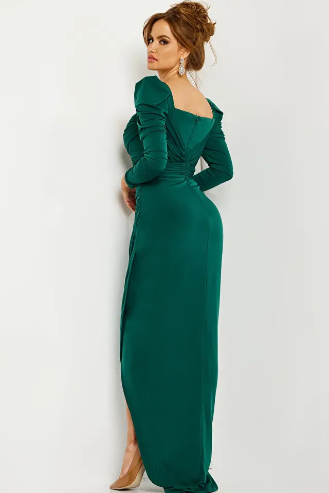 Jovani -09763 Jersey Long Formal Side Slit Gown