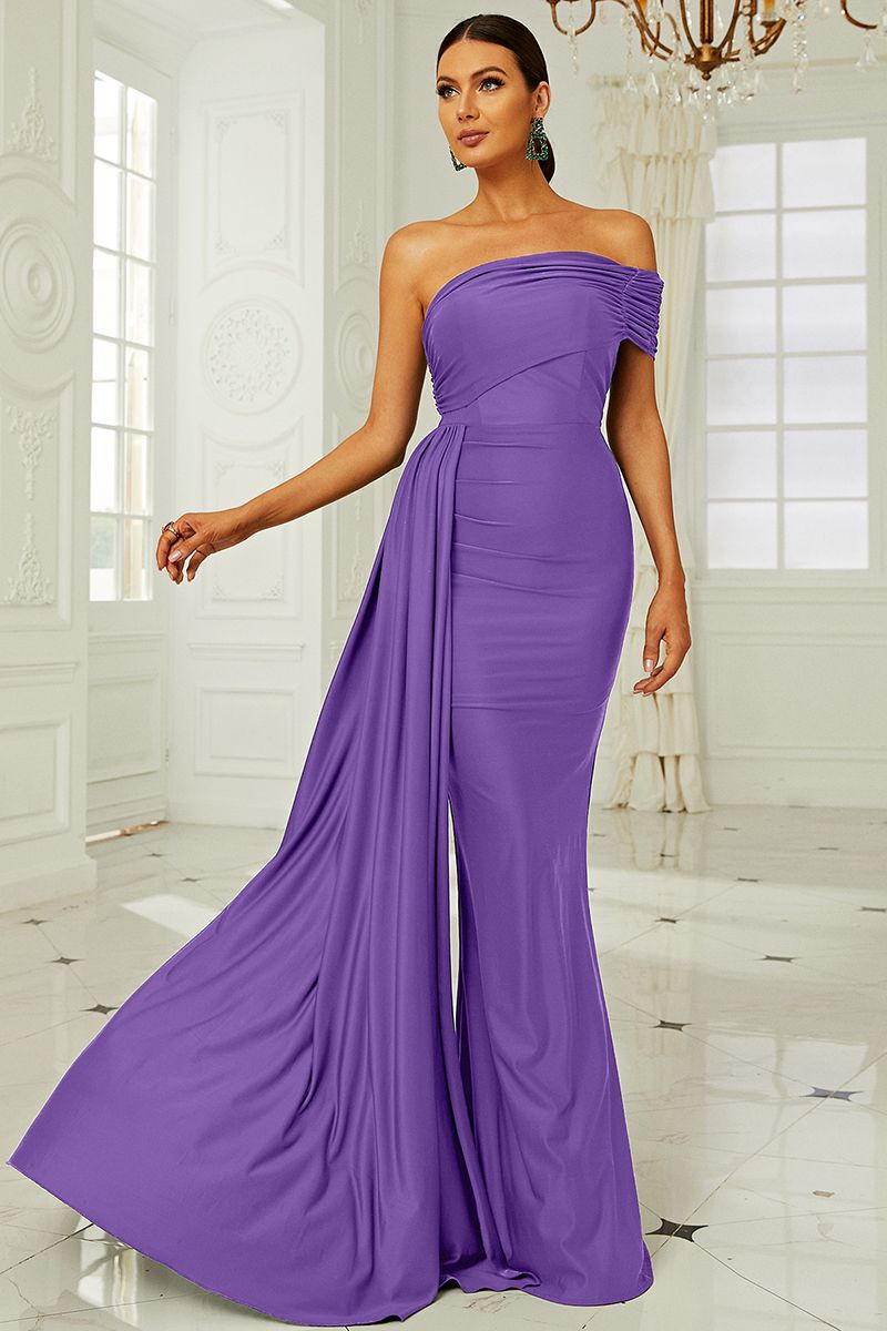 Azina -XH2158 Fitted Ruched Satin Strapless Gown