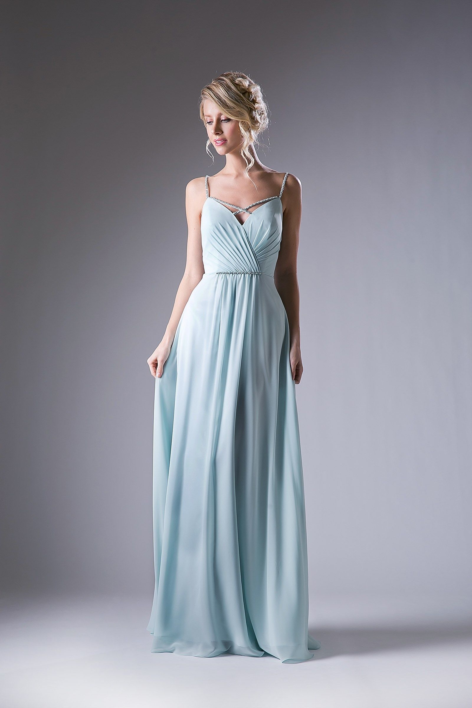 Cinderella Divine -1010 Crisscross Neck Chiffon Long Dress