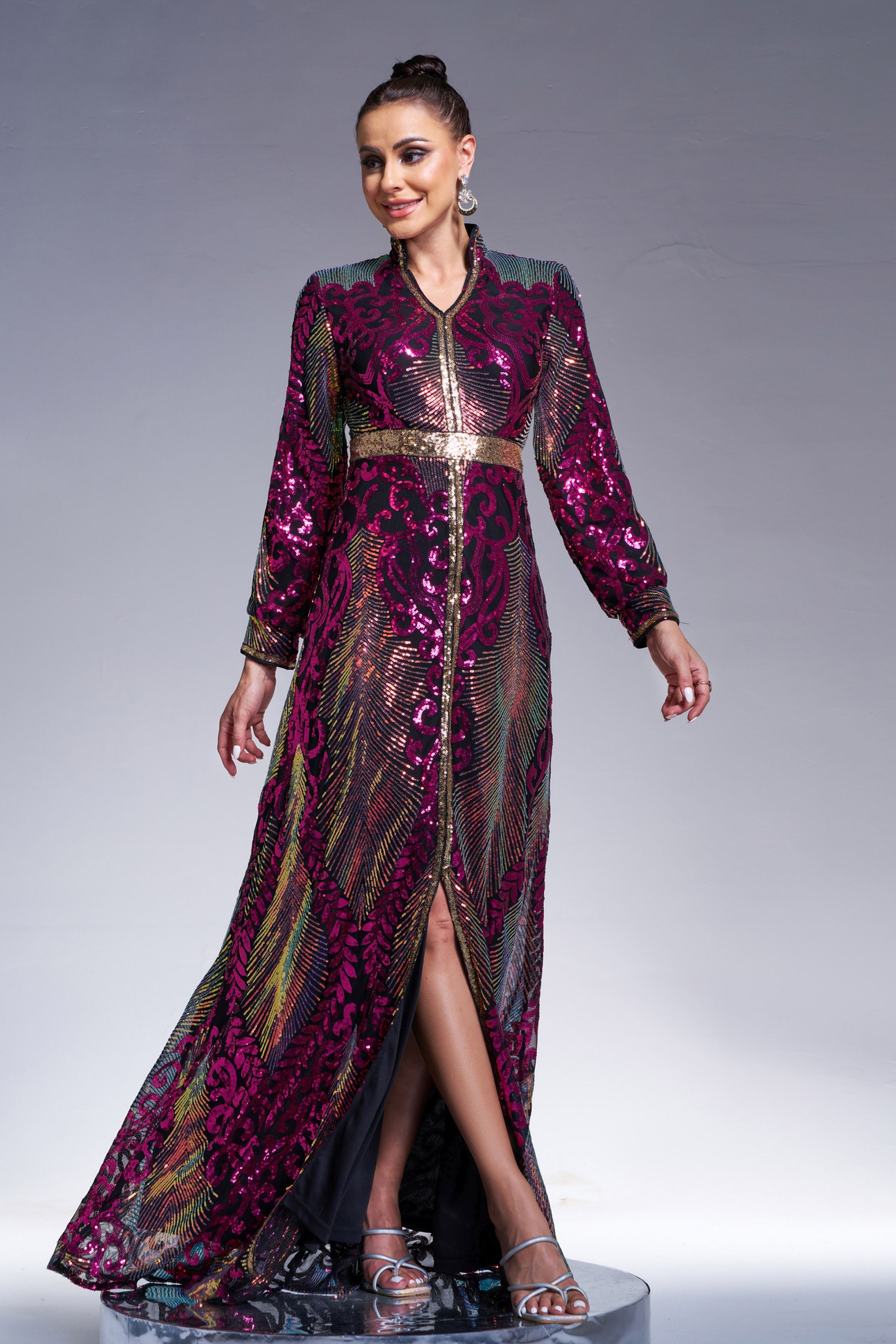 Azina -ME00330 Long Sleeve Sequin Formal Dress