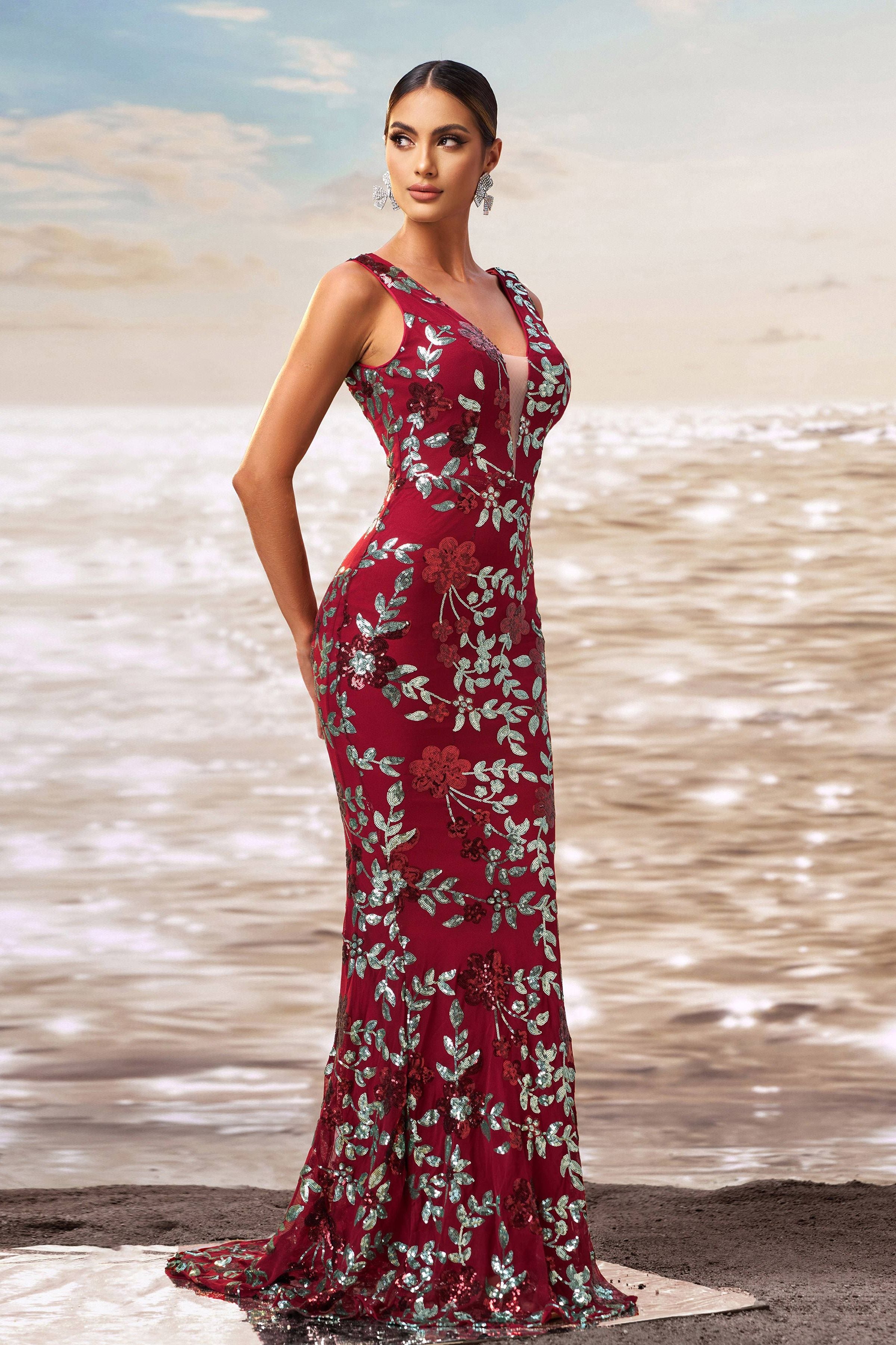 Azina -RJ10790 Floral Mermaid Long Prom Dress