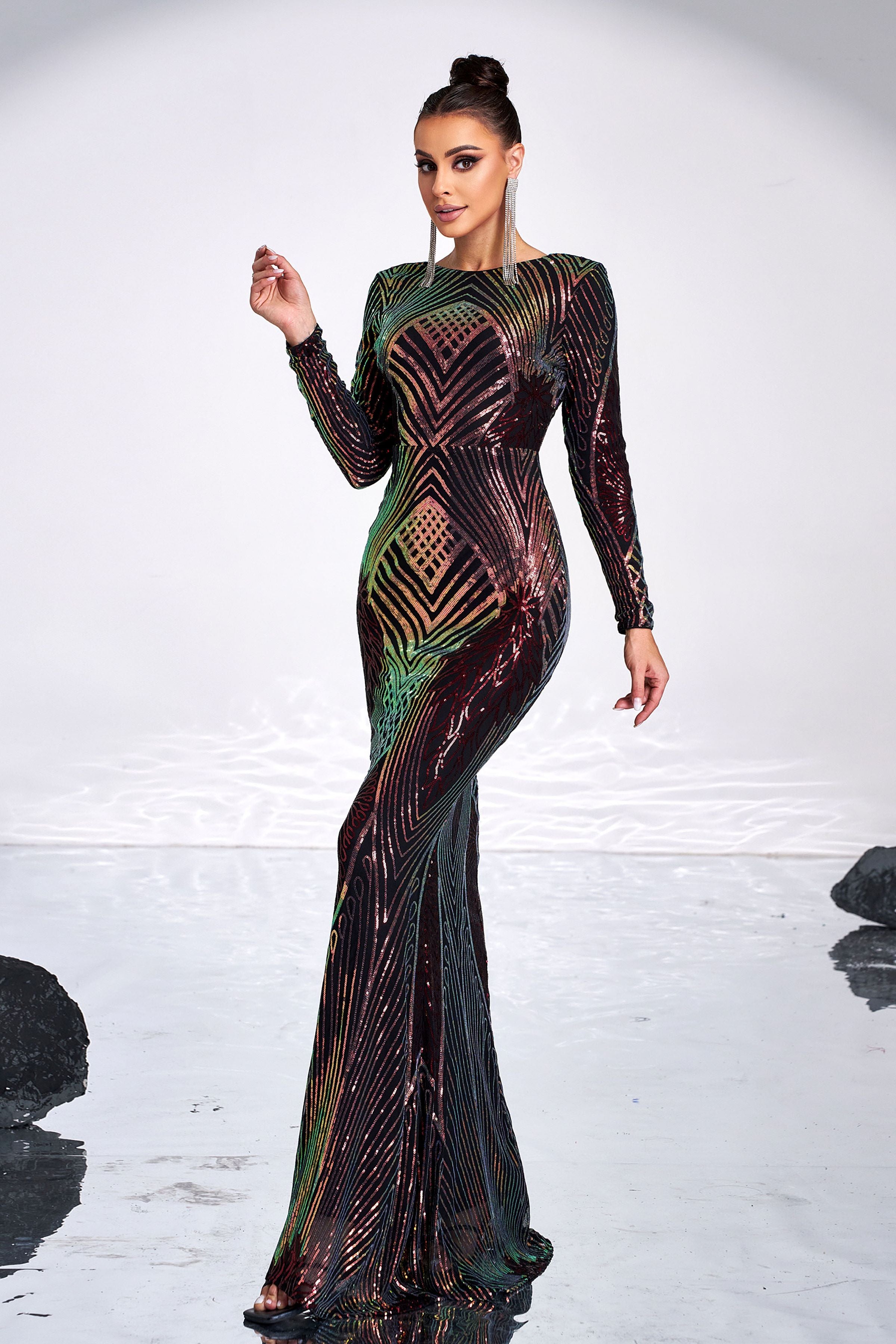 Azina -FT19747 Mermaid Hem Sequin Formal Dress