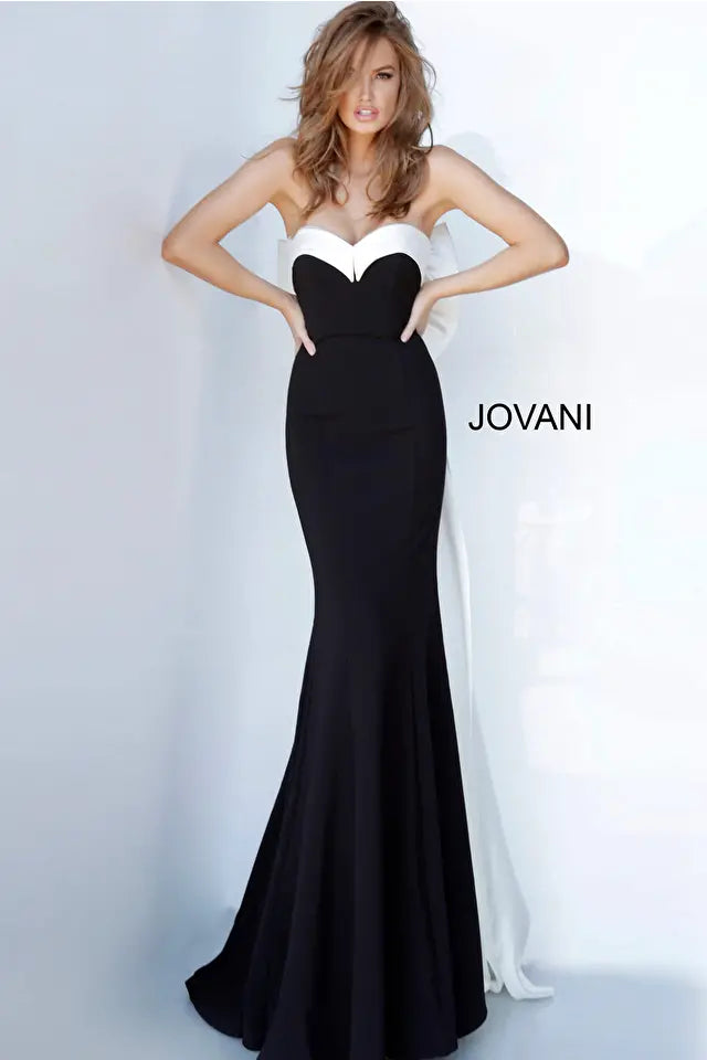 Jovani -12020 Two Tone Strapless Trumpet Dress