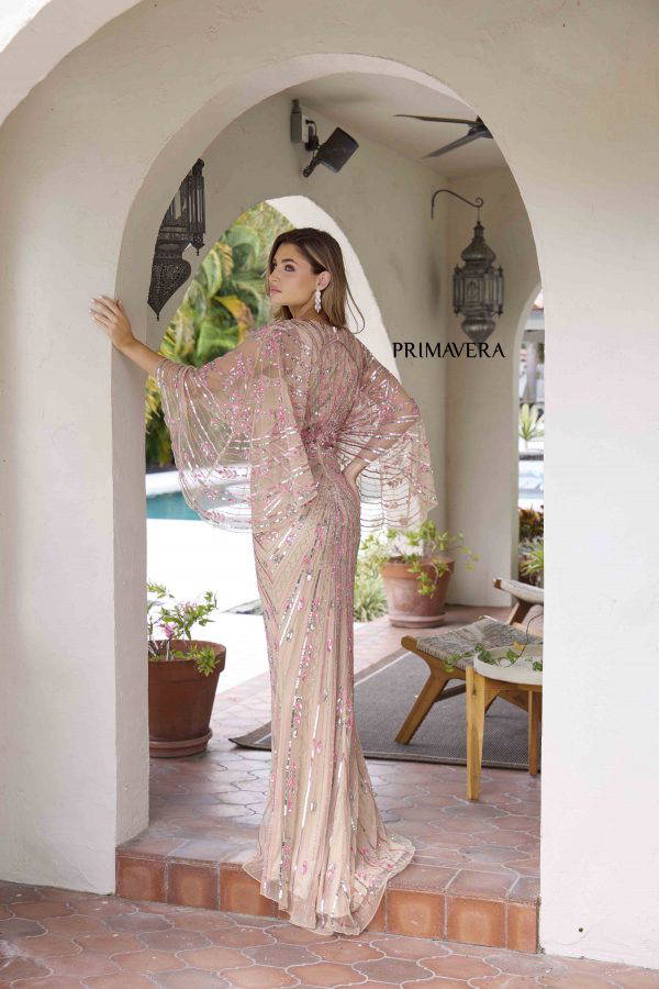 Primavera Couture -12189 V-Neck Sequin Evening Gown