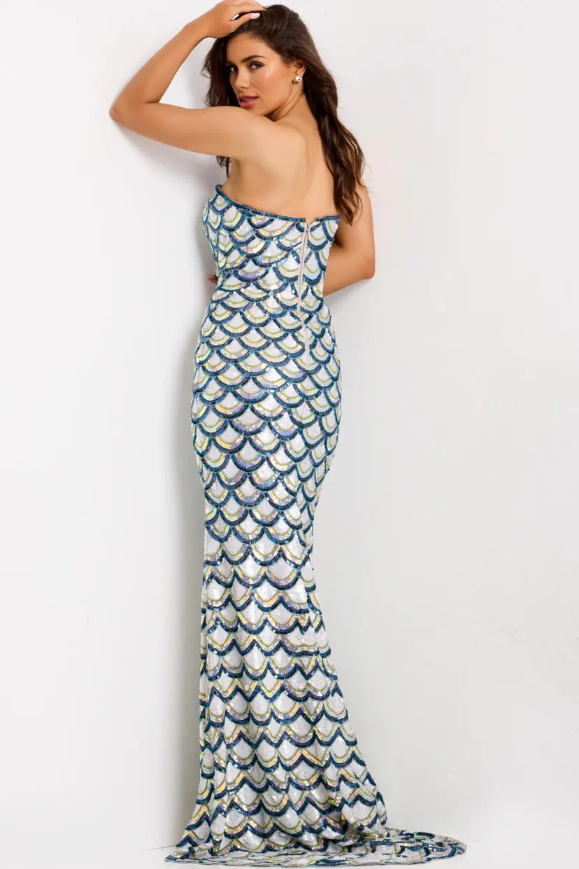 Jovani -49260 Sequin Strapless straight Column Gown