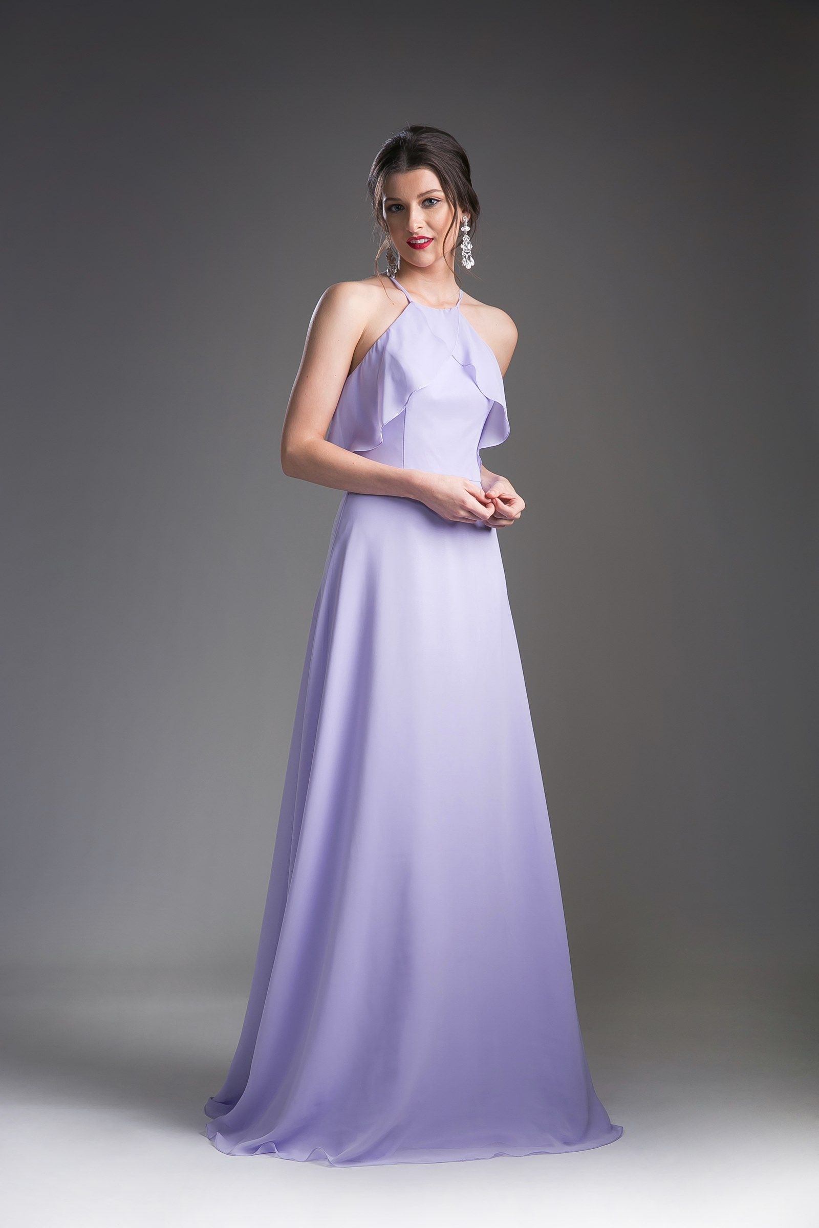 Cinderella Divine -13032 Strapped Halter A-line Dress