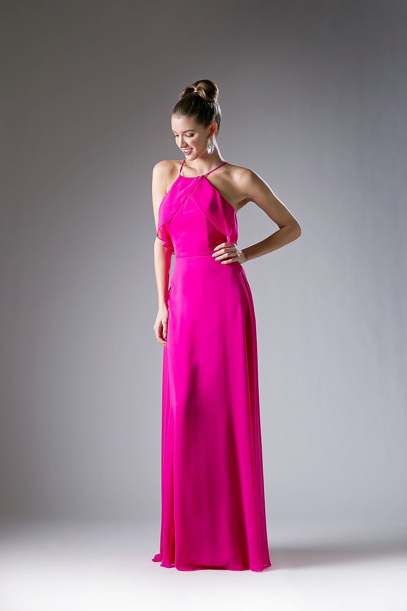 Cinderella Divine -13032 Strapped Halter A-line Dress
