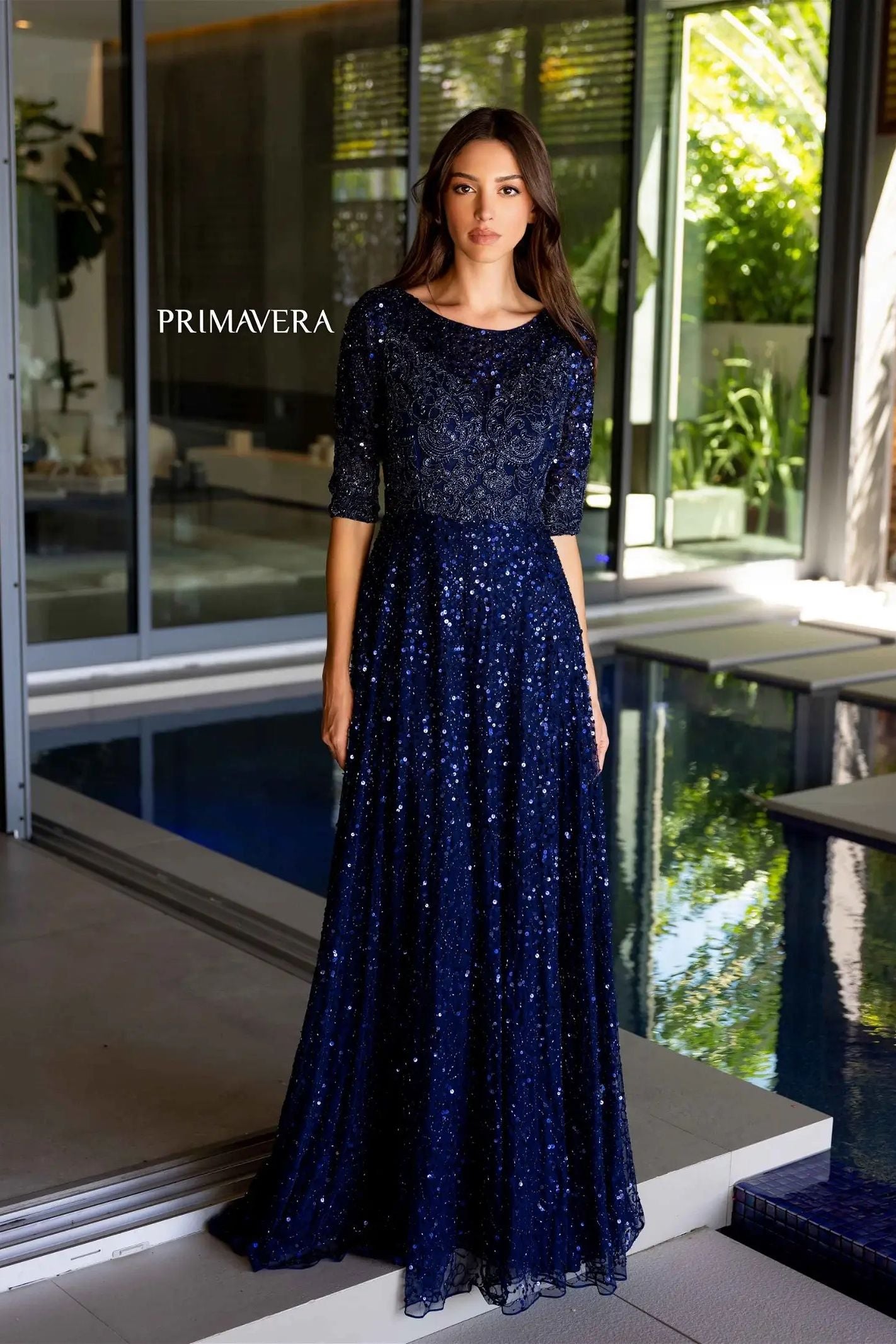 Primavera Couture -13115 Beaded Sequin A-Line Dress