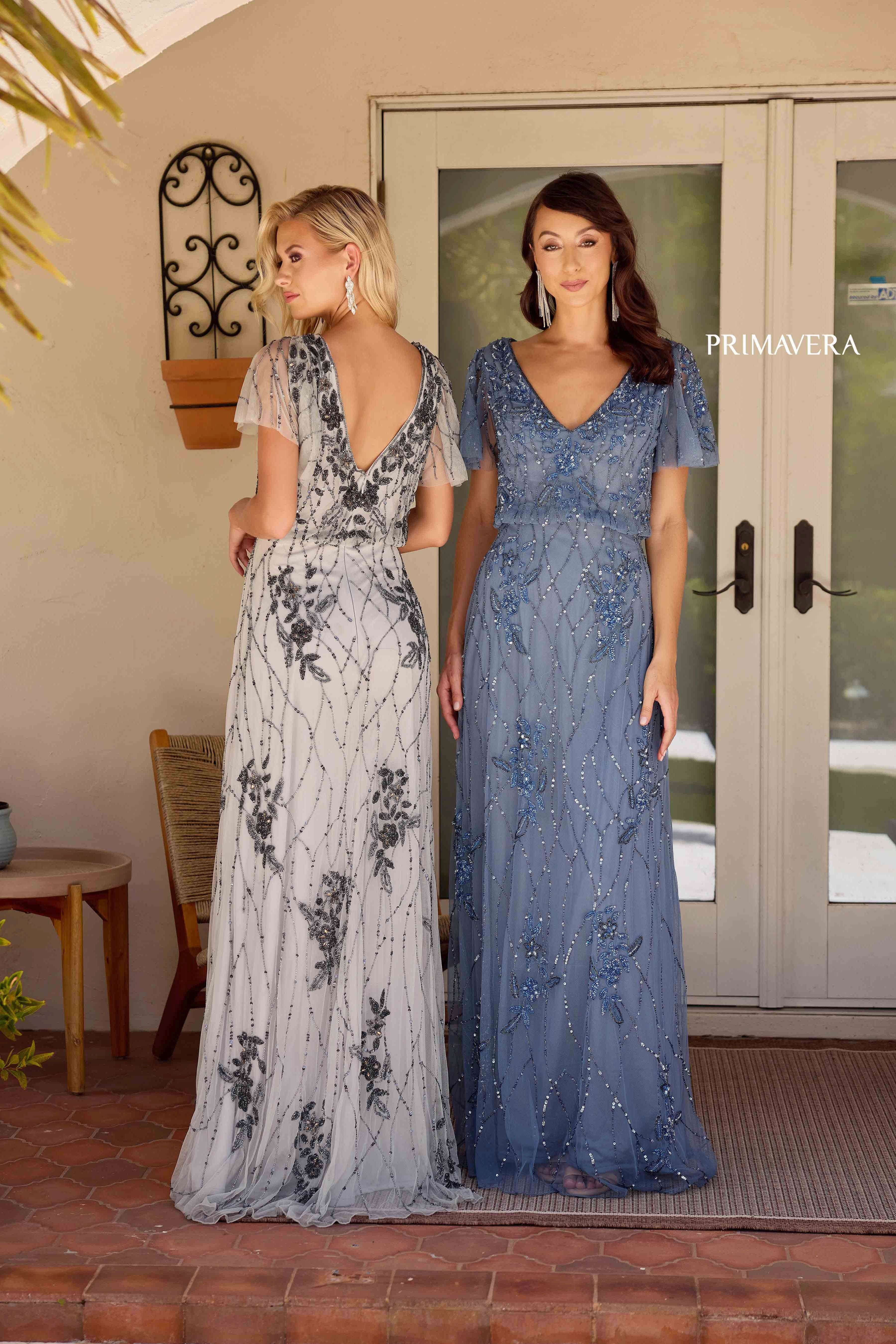 Primavera Couture -13144 V-Neck Mother Of Bride Evening Gown