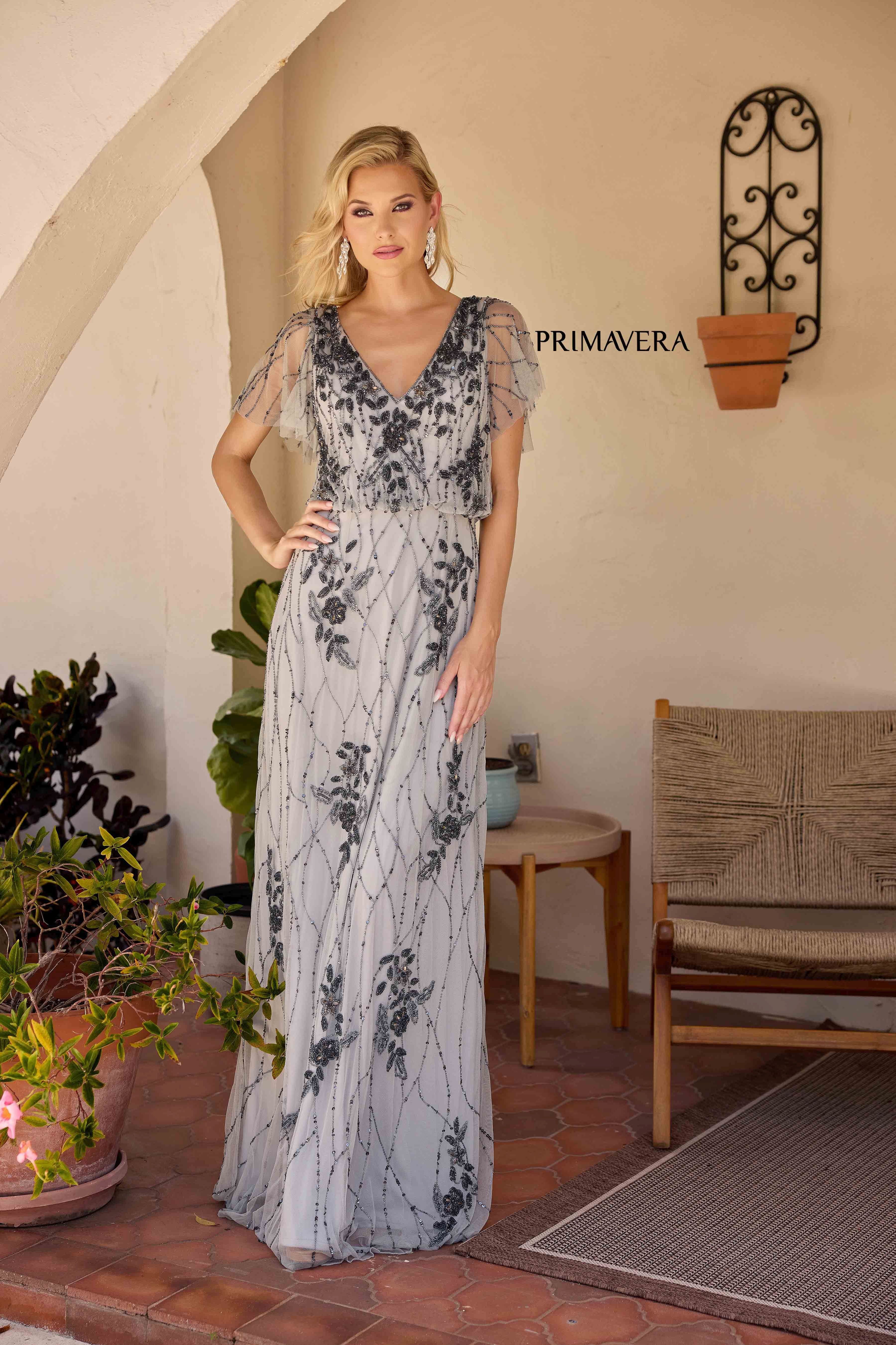 Primavera Couture -13144 V-Neck Mother Of Bride Evening Gown