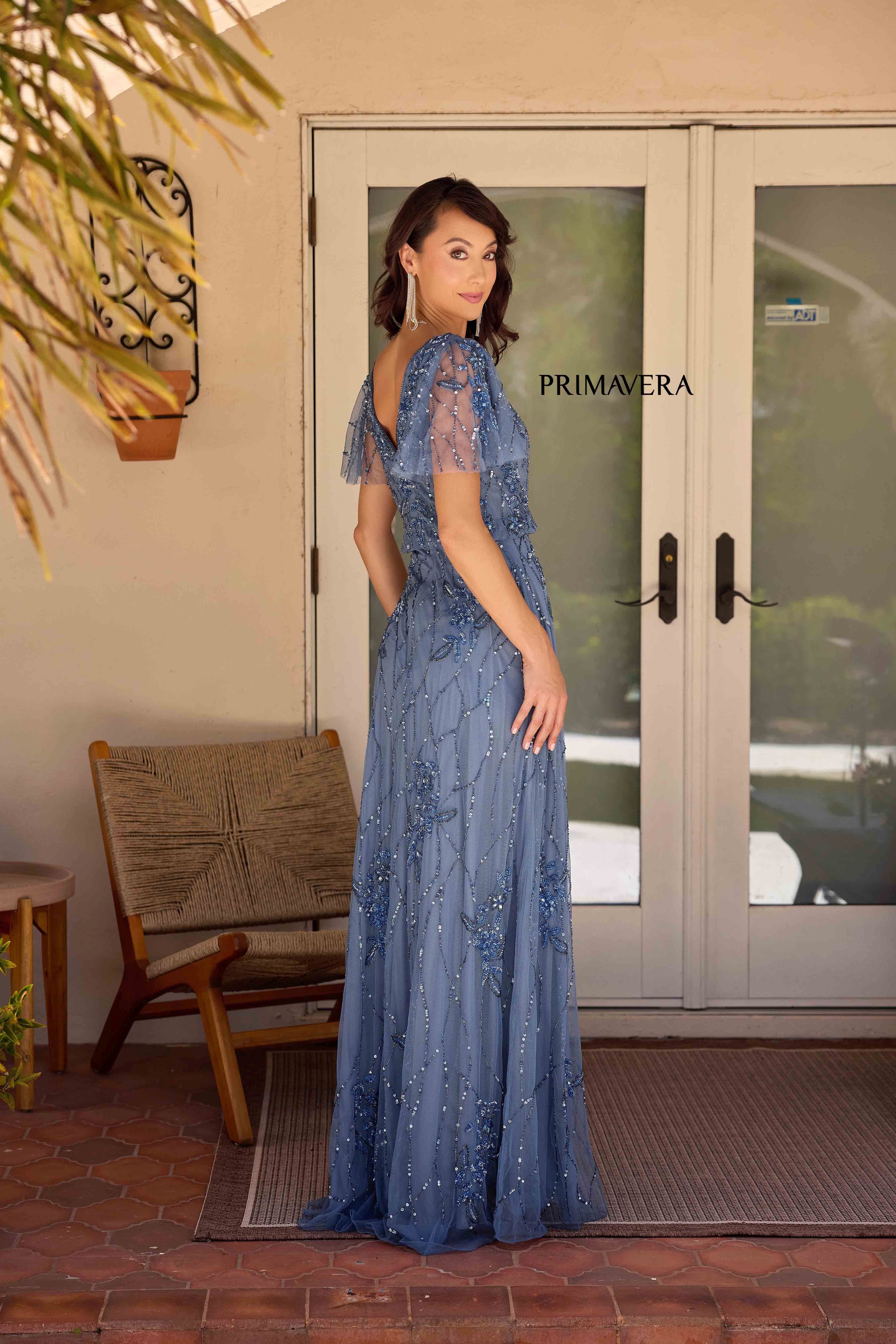 Primavera Couture -13144 V-Neck Mother Of Bride Evening Gown