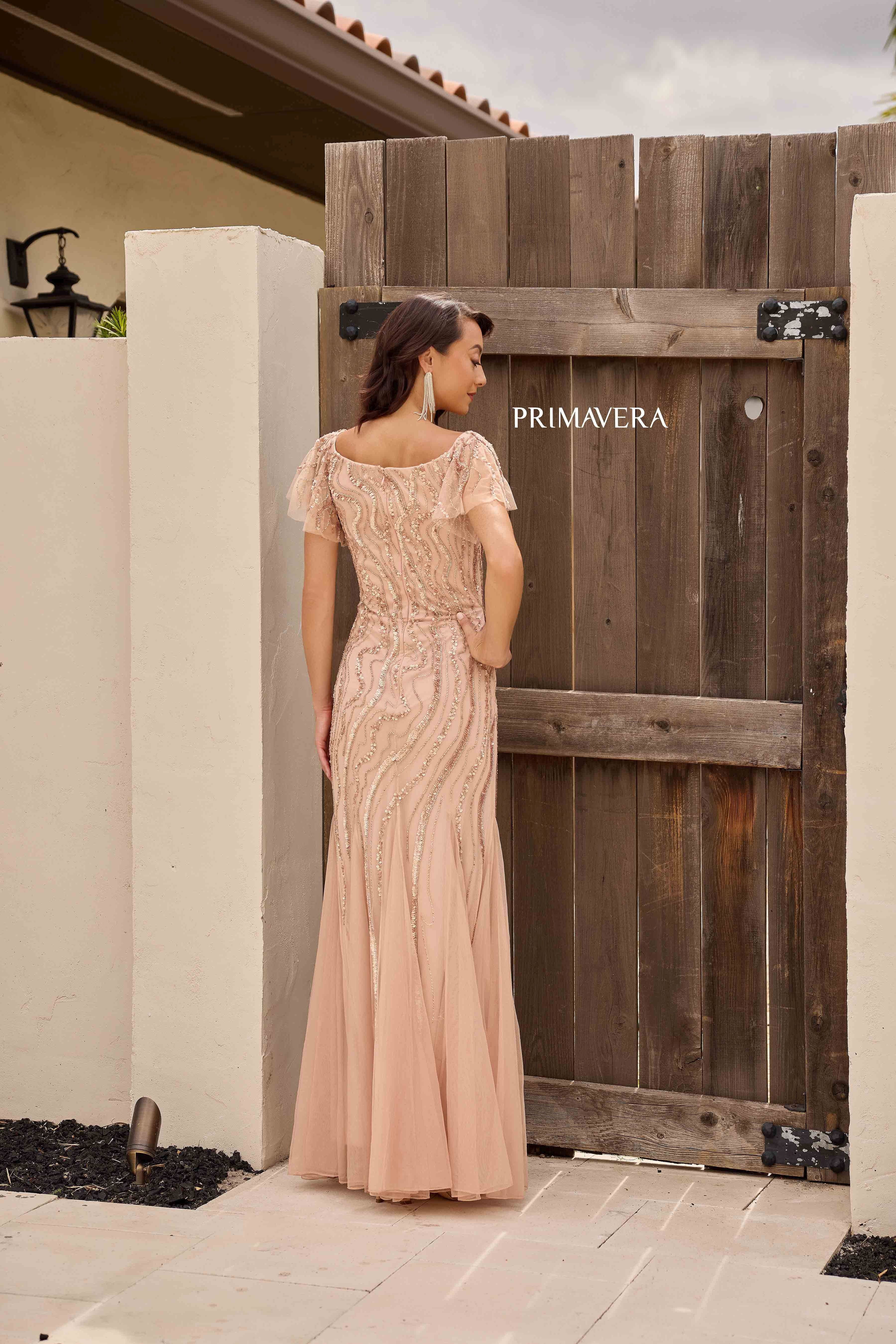 Clearance Sale Primavera Couture -13155CL Square Neck Mermaid Evening Dress