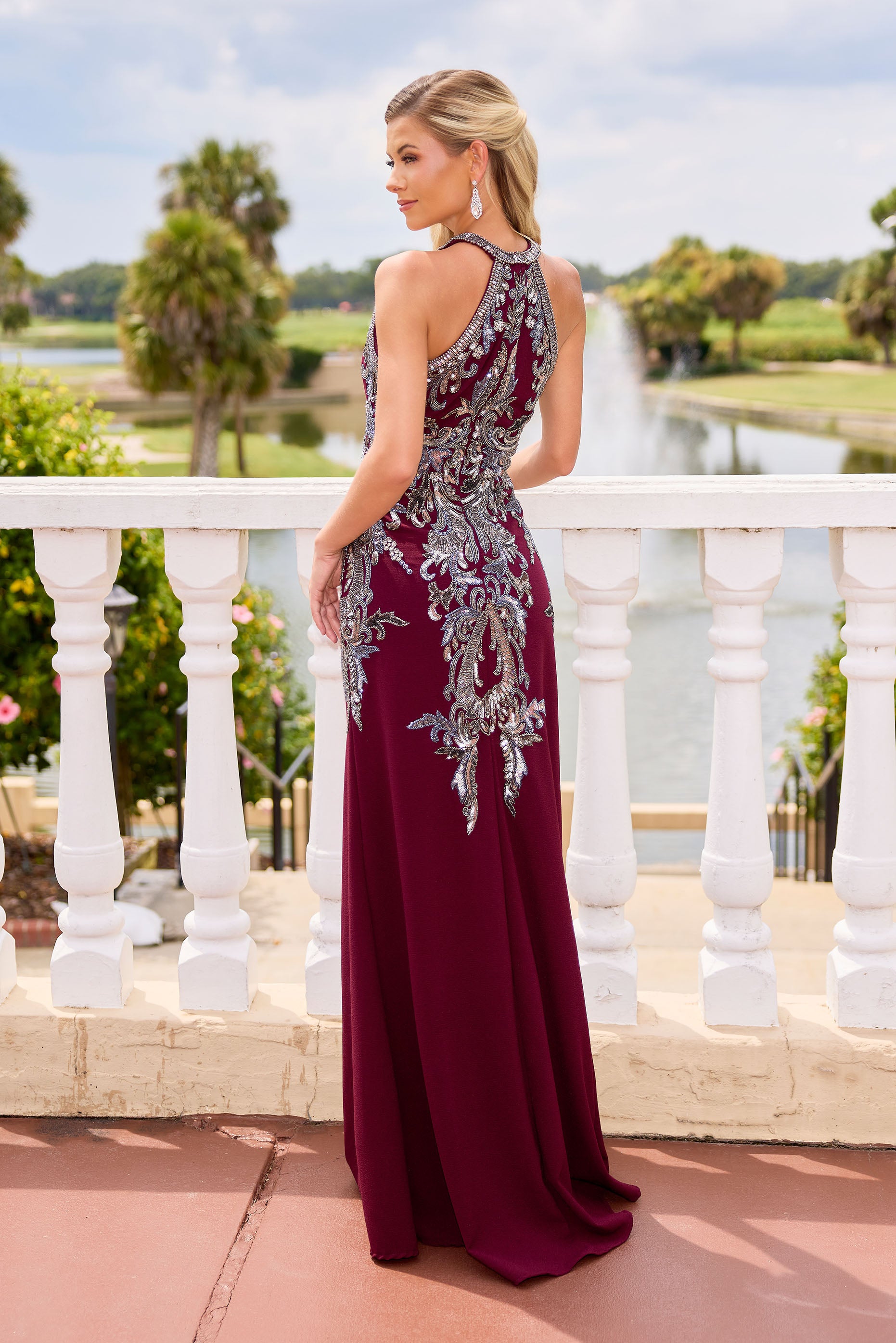 Primavera Couture -13167 Sequins and beaded gown with halter neck