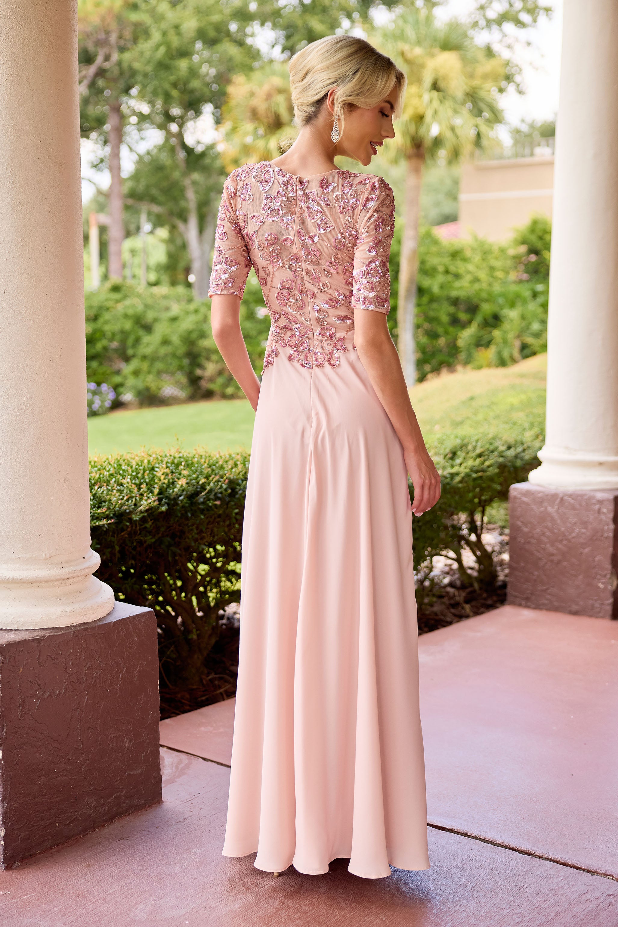 Primavera Couture -13171 A line gown with Sequin and beaded work.