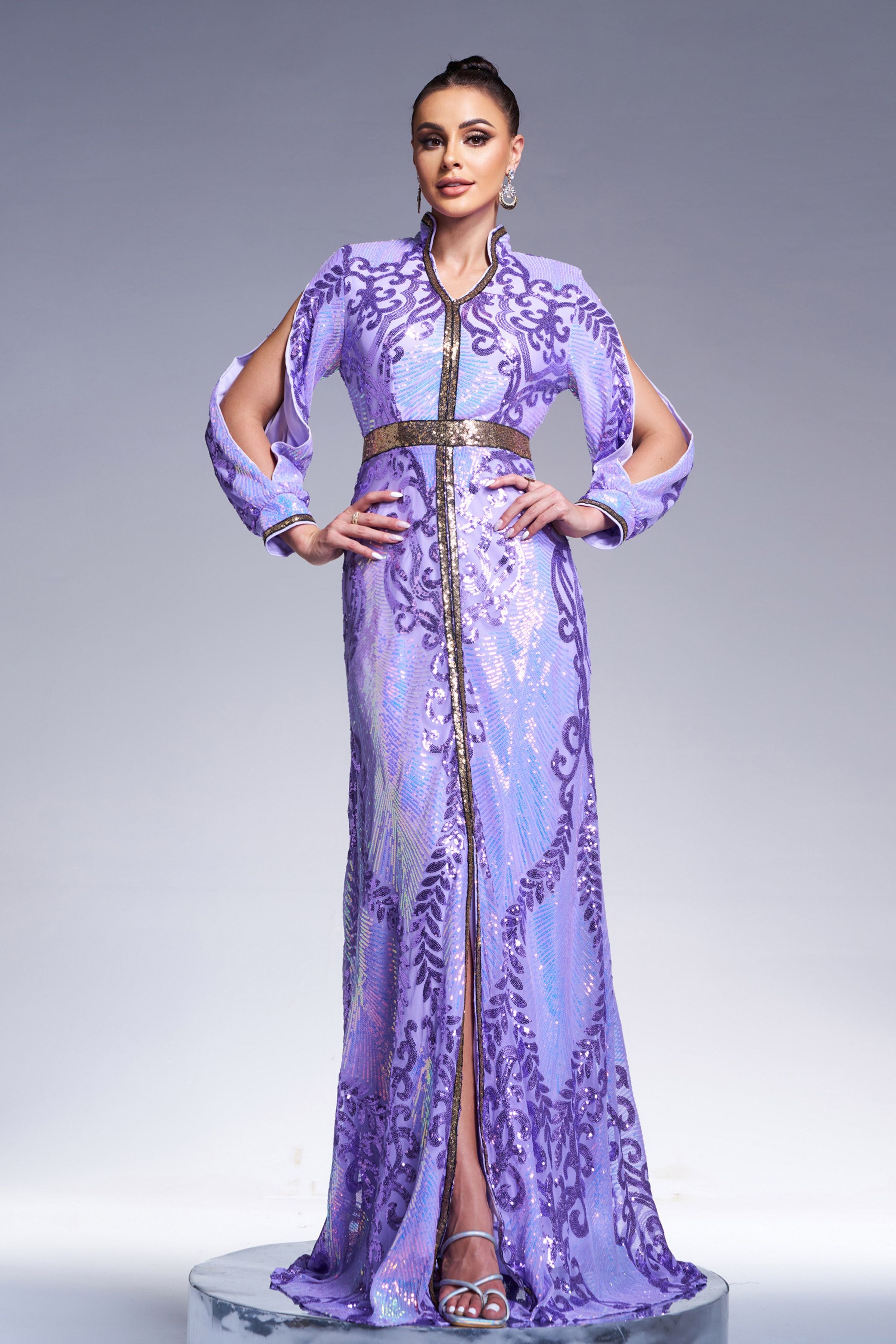 Azina -ME00330 Long Sleeve Sequin Formal Dress