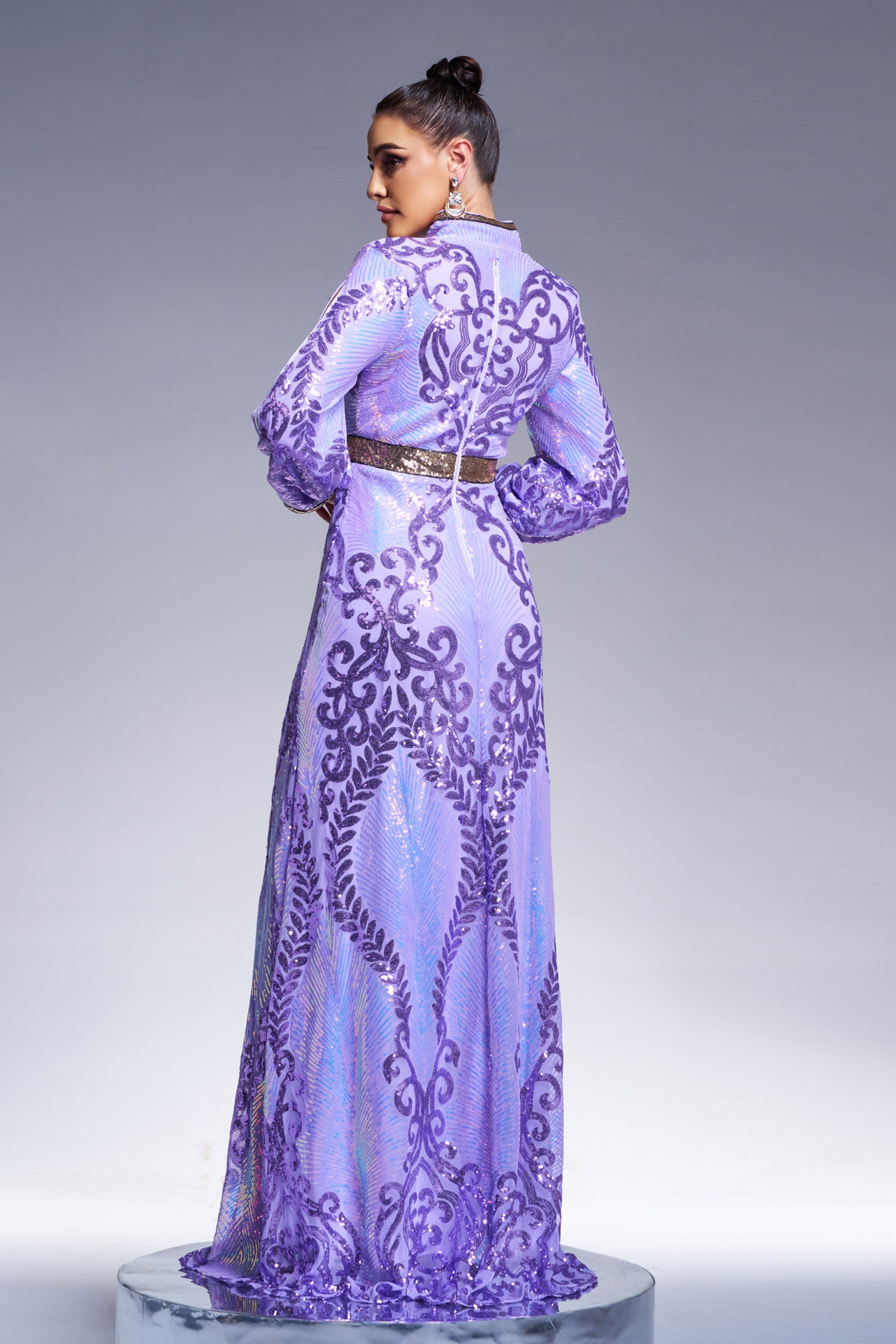 Azina -ME00330 Long Sleeve Sequin Formal Dress