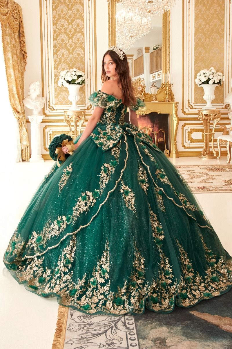 Floral Off The Shoulder Quince Ball Gown By Cinderella Divine -15701