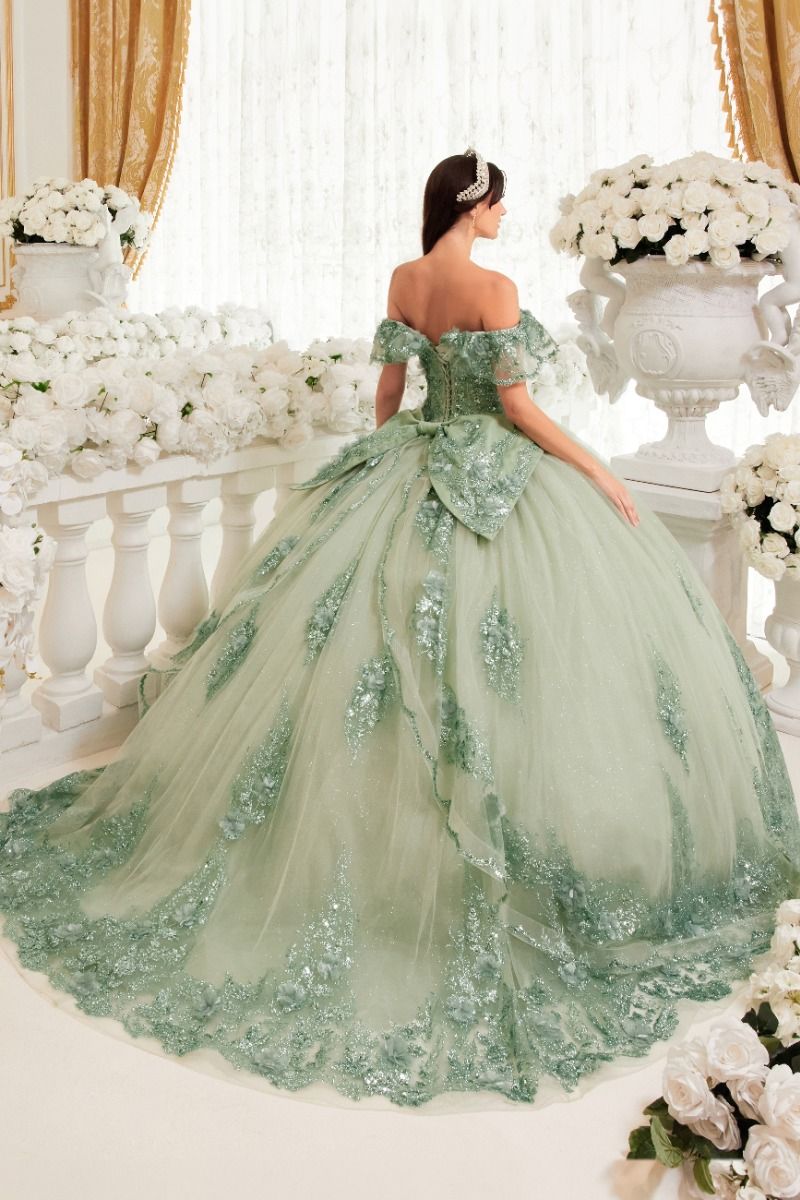 Floral Off The Shoulder Quince Ball Gown By Cinderella Divine -15701