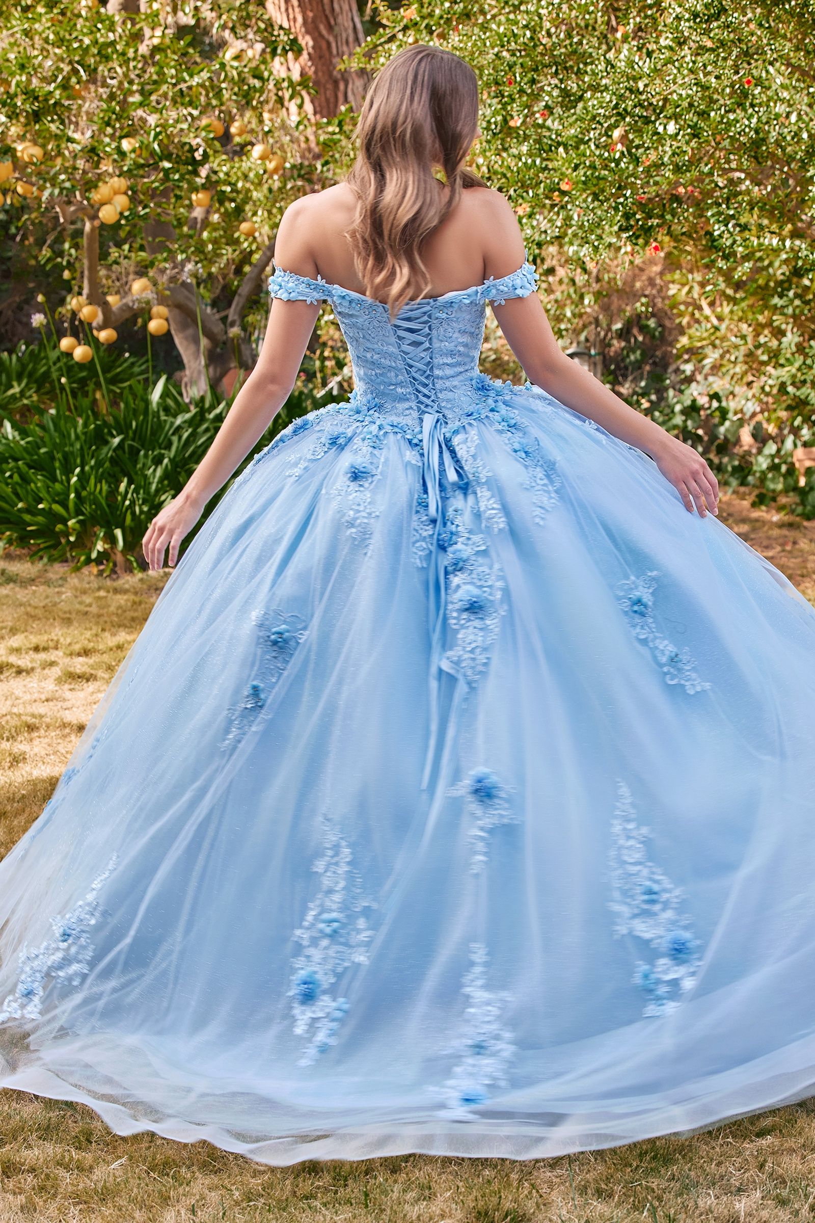Off The Shoulder Floral Quince Ball Gown By Cinderella Divine -15702