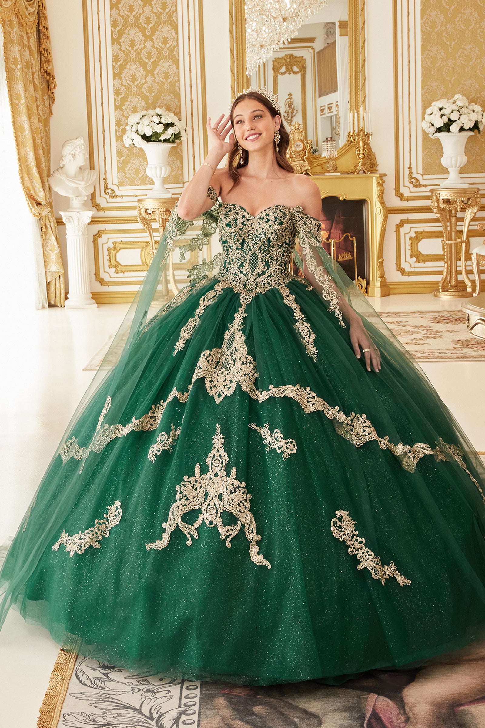 Laced Ball Gown By Cinderella Divine -15711