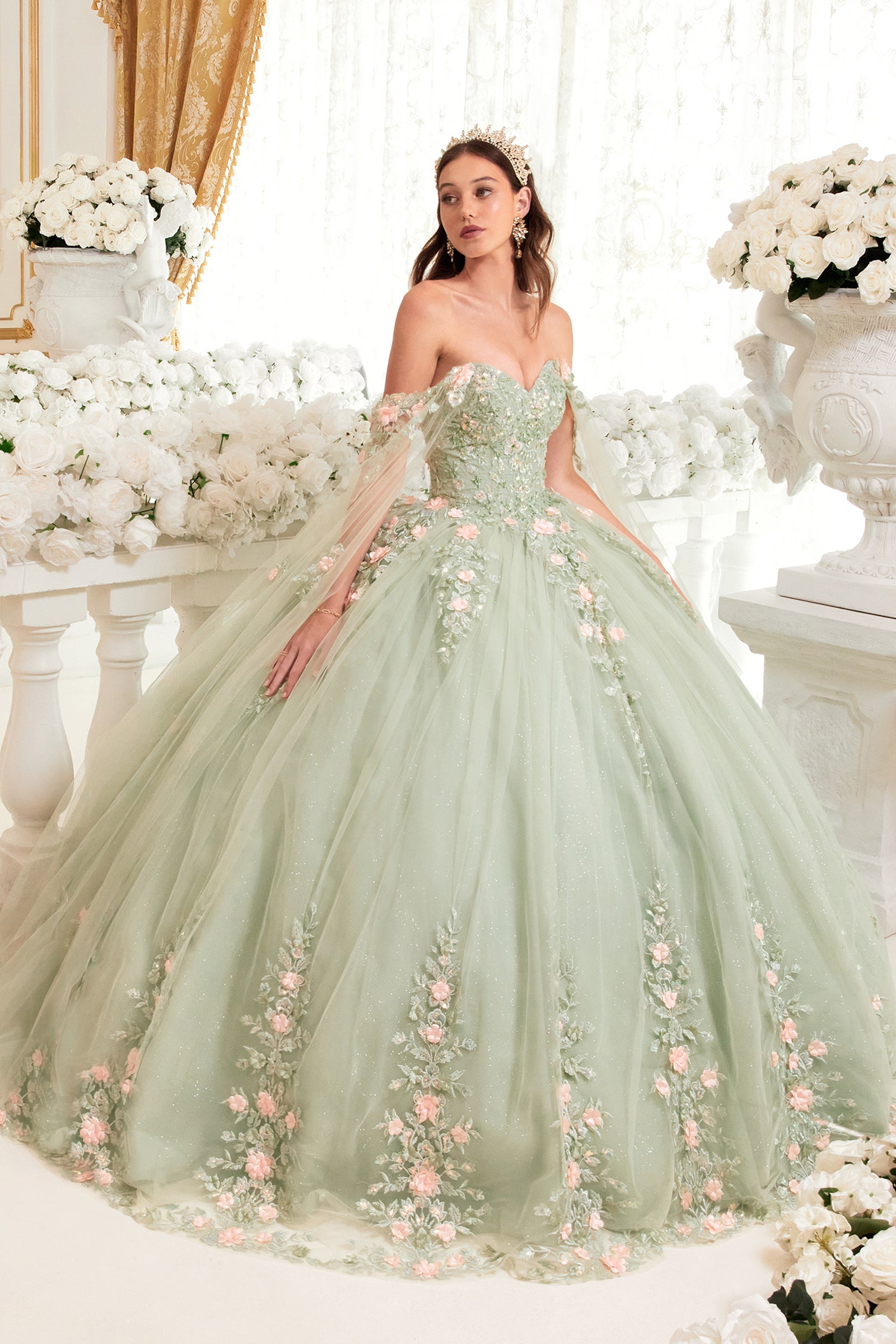 Floral Ball Gown By Cinderella Divine -15716
