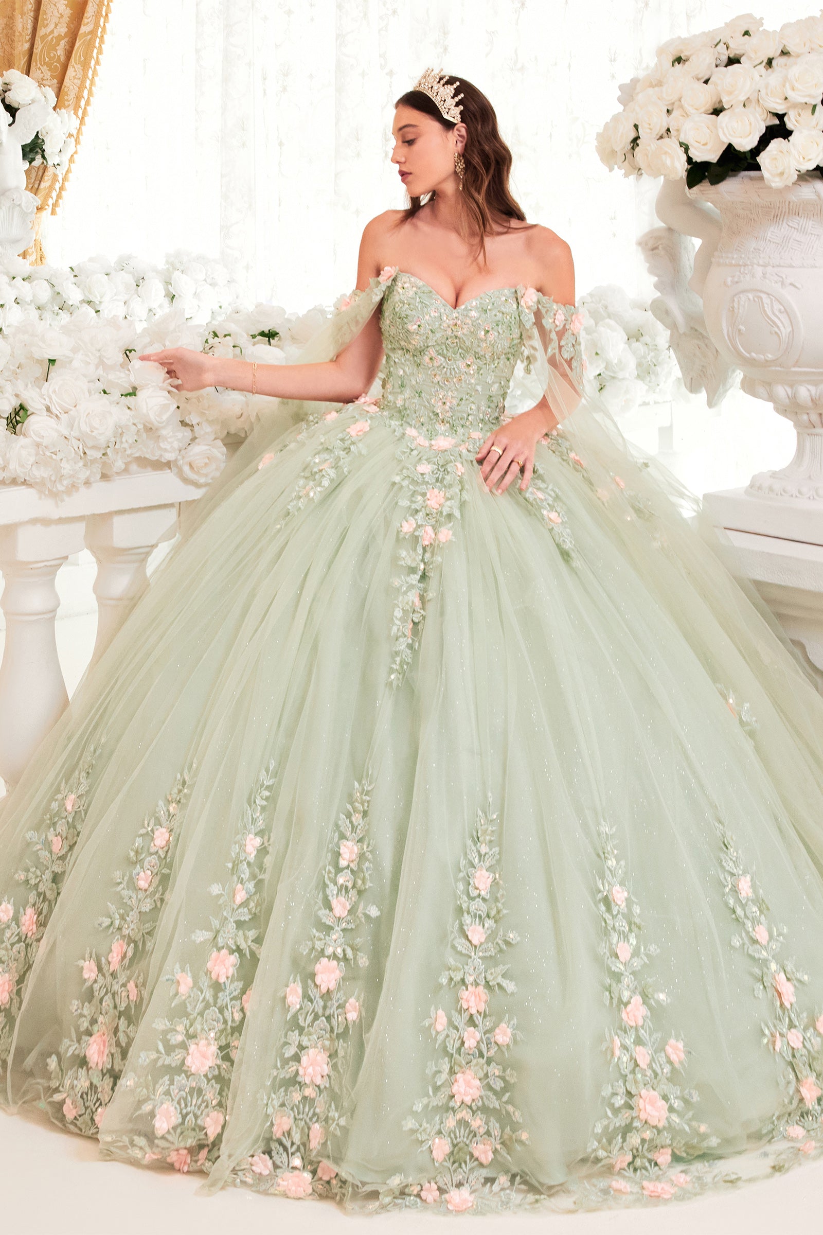 Floral Ball Gown By Cinderella Divine -15716