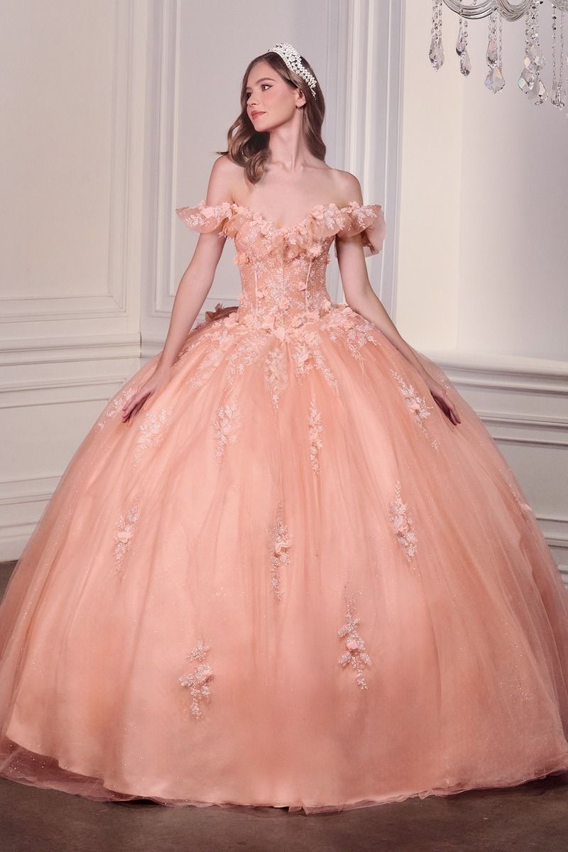 Cinderella Divine -15731 Floral Off Shoulder Ball Gown