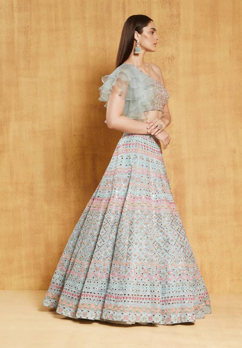 MyFashion -2514 Stunning Cotton Organza Silk Sequins And Embroidery Lehenga Choli