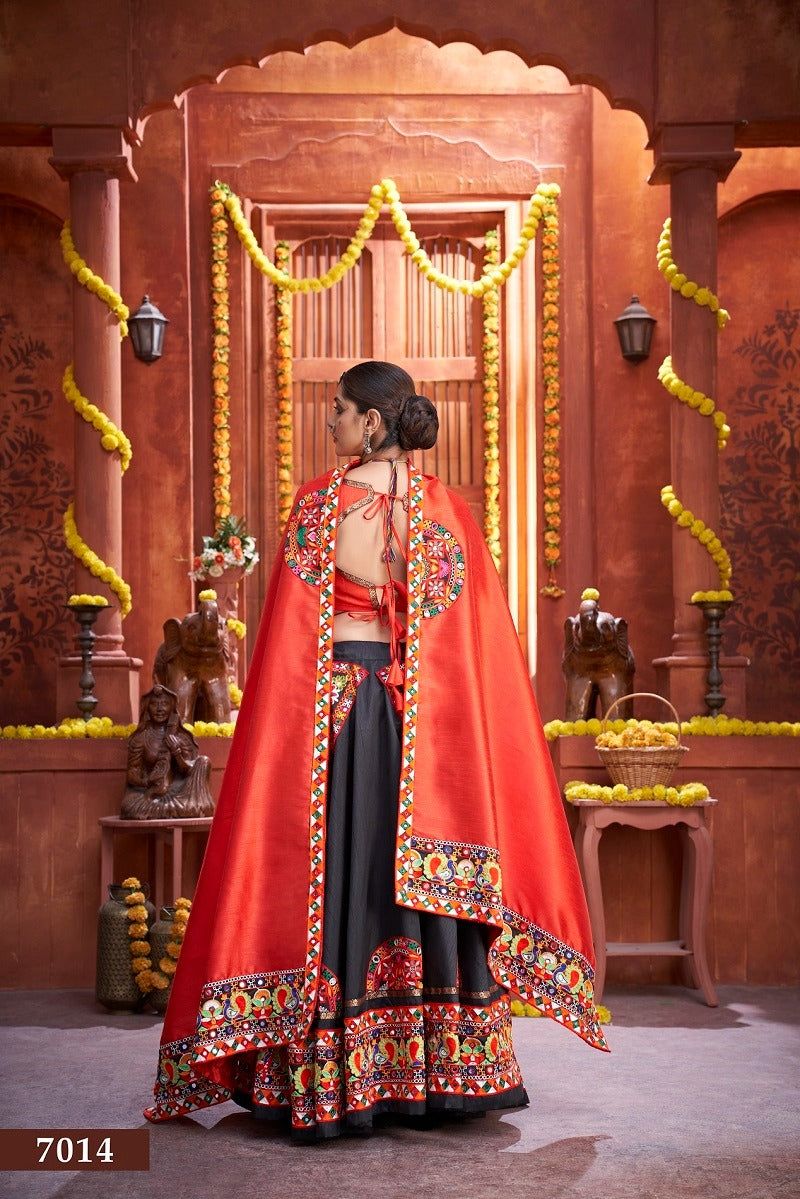 MyFashion -7014 Mirror Art Silk Traditional Gamthi Choli Collection With Dupatta