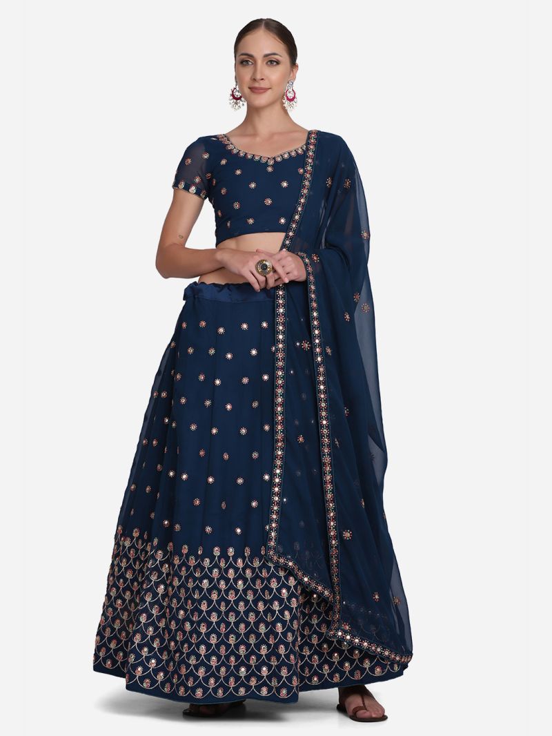 MyFashion -1511 Embroidered Semi-Stitched Lehenga Choli Set With Dupatta