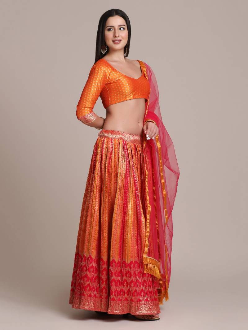 MyFashion -1524 Lehenga Choli in Silk Blend and Rich Zari Weaving Work With Dupatta